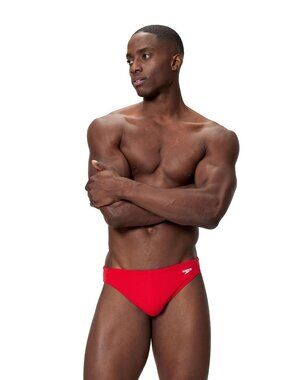Speedo Men's Swimsuit Brief Comfort Waistband Red 32